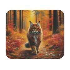 Computer Mouse Pad - Red Maine Coon Tabby Cat in the Fall picture