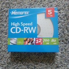 MEMOREX High Speed CD-RW 5 Pack New Sealed 700mb 80 Minute 12x M2566 picture