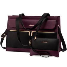 Laptop Bag for Women 15.6 Inch Tote Work Professional Leather Computer Briefcase picture
