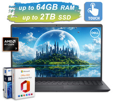2026 Dell Inspiron 15 Laptop FHD Touch Ryzen 7 Up to 64GB RAM 2TB SSD Office Pro picture