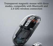 Wireless Bluetooth5.1&2.4G Mini Lightweight Mouse,Transparent Clear Cool,Rech... picture