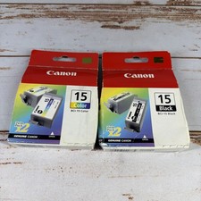 Canon BCI-15 Black & BCI-15 Color Ink Tanks Lot of 2 Genuine New Damaged Box picture