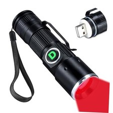 Redlight Flashlight Rechargeable USB, LED Mini Red Light Flashlights Focus picture