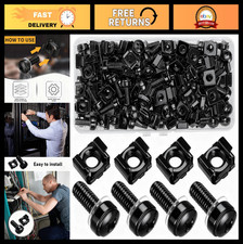 110 Pcs Rack Mount Screws & Cage Nuts Set, M6 x 20mm, Black Carbon Steel for Ser picture