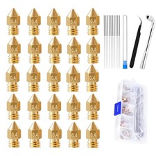 25pcs 0.4mm  MK8 Brass Nozzles with Tools Storage Box For Creality Ender 3 CR 10 picture
