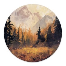 Orange Yellow Forest Landscape Mouse Pad Abstract Fall Mountain 7.9x7.9 Inch picture