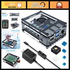Raspberry Pi 4 Case with Fan Cooling, 5V 3A Power Supply & 4 Aluminum Heatsinks picture
