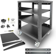 AxcessAbles 12U Open Frame Network & AV Rack with Caster Wheels Two 2U Shelves picture