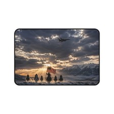American Flag Cowboys Fighter Jet Mountain Sunset Desk Mat XL Mouse Pad picture