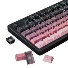 133 Keys Gradient Pink Side Printed PBT Double Shot Shine Through Keycaps Set picture
