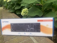 Black Manhattan Wired Computer Keyboard USB Connection Plug Play Windows picture