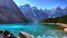 Landscape lake nature mountains banff national park Custom Gaming Mat Desk picture