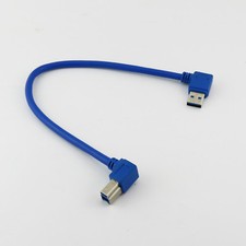 1pc 30cm USB 3.0 A Male To 3.0 B Male Printer Scanner Data Left Angle Cable Blue picture