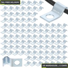 100 Pcs Outdoor Cable Clips, 1/4 Inch Cord Clips Stainless Steel Conduit Clamp Z picture
