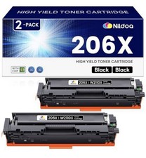 2PK 206X W2110X Black Toner No Chip for HP LaserJet Pro MFP M283cdw M282nw M255 picture