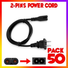 Lot of 50 pack TV Cord Cable for Insignia Sharp JVC Hisense 2 Prong AC Wall Plug picture