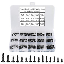 750Pcs Black Tiny Screws for Electronics, M1, M1.2, M1.4, M1.5, M1.7 Very Small picture