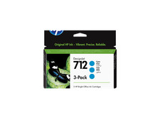 HP 712 3-pack 29-ml Cyan DesignJet Ink Cartridge, 3ED77A picture