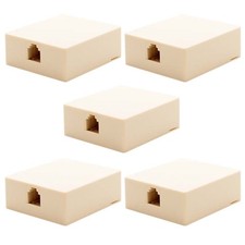 5 Pcs 1-Port RJ11 6P4C Jack Telephone Phone Line Wall Surface Mount Box Ivory picture