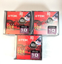 TDK 80 Minute/700MB Data CD-R  Slim Case 10-Pack Lot of 3 New In Packages picture