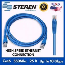 (5 Pack) STEREN CAT6 25ft High Speed Ethernet Cable 10 Gbps RJ45 Patch Cord Blue picture