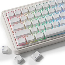 White Keycaps - Shine Through PBT Keycaps,113 Keys Side Print Cat Keycaps picture