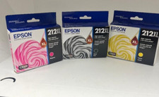 Lot of 3 Epson T212XL Original Ink Cartridges Black/Magenta/Yellow picture