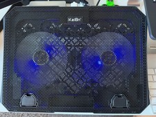 KeiBn Dual Fan Laptop Cooling Pad Adjustable Stand Blue LED Tested Works picture
