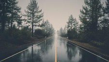 Landscape nature trees forest road mist rain Custom Gaming Mat Desk picture