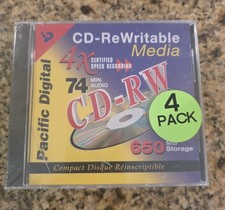 Pacific Digital CCD-RW 74 min Audio 650 mb Storage 4 pack New Sealed picture