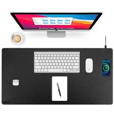 ACOOFCGOU Wireless Charging Desk Mat, Mouse Pad,Black-R, 32 16inch 001 picture