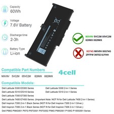 MXV9V Battery For Dell Latitude 5300 5310 7300 7400 E5300 E7300 E7400 60Wh 7.6V picture