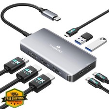 THANDBLE USB C Docking Station Dual 3 Monitor 4K HDMI DP 100W PD Laptop Hub picture