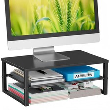 Ekisemio 2-Tier Computer Monitor Stand Riser, Desk Organizer for Black picture