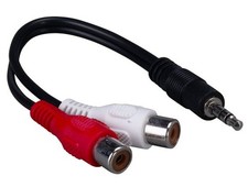 6in 3.5mm Stereo Male to 2 RCA Female Audio Cable, Black picture