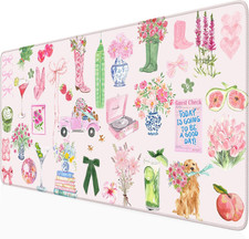 Pink Pastel Floral Desk Mat Cute Kawaii Retro Vintage XXL Large Mouse Pad Flower picture