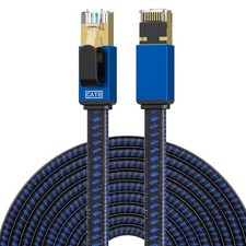 LEKVKM Cat 8 Ethernet Cable 6FT, 40Gbps High Speed Internet Blue & Black picture