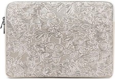 Embossing Floral Pattern PU Leather Laptop Sleeve Case for MacBook Pro 16 inch picture