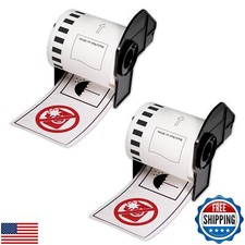 BETCKEY - Black/Red on White Continuous Labels Replace for Brother DK-2251 (2 picture