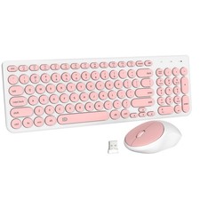 iK6630 Wireless Keyboard and Mouse Combo - 2.4GHz USB Cordless, Cute Round Ke... picture
