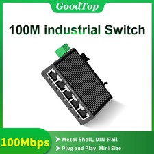 GoodTop 5 Port Industrial Ethernet Switch 100Mbps DIN Rail Plug & Play Network picture