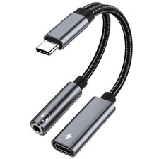 Samsung Galaxy S26 Headphone Adapter, USB C to AUX Mic Jack with PD 60W Gray  picture