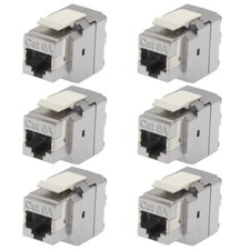 6x Cat6A RJ45 Keystone Jack Shielded Network LAN 180 Degrees 110 Punch Down 8P8C picture