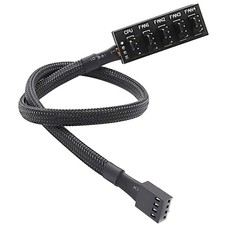 Efficient 1 to 5 PWM Fan Extension Cable - 15.7 Inch Braided Nylon for Desktops picture