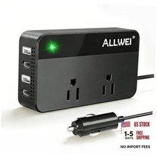 200W Car Power Inverter 12V DC to 110V AC with USB C Black 200W picture