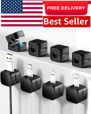 Magnetic Cable Clips, 6 Pack Cord Organizer Holder, White Charging Cable Keeper picture