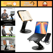 3-in-1 Adjustable Laptop Stand, Book Holder & Phone Cradle, Sky Black Desk Acces picture