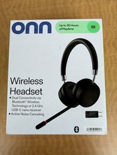 onn. PC Wireless Headset Bluetooth 2.4GHz ANC USB-C Receiver Black - NOB picture