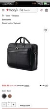 Samsonite Classic Leather Briefcase for 15.6” Laptop Black Bag picture