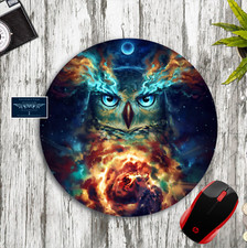 AMAZING OWL GALAXY ART CUSTOM ROUND NEOPRENE PC MOUSEPAD DESK MAT HOME SCHOOL picture